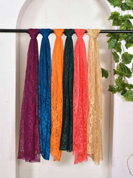 LA FEMINAE Net Self Design Women Dupatta
