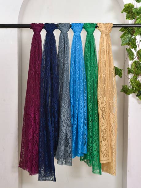 Nakoda Creation Net Self Design Women Dupatta