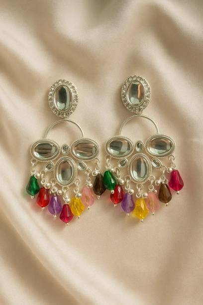 MULTY COLUR EARRING Beads Alloy Chandbali Earring