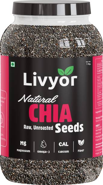 LIVYOR Raw Chia for Weight loss Management, with Omega 3 and Fiber, Rich in Calcium, Chia Seeds