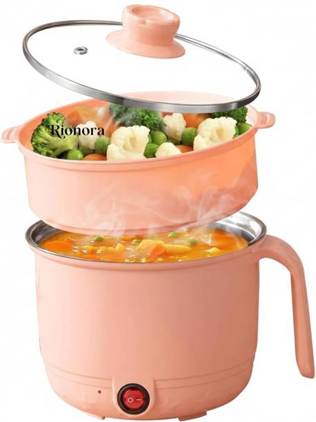 Deep Cuisine Electric 1.5 L Multiifunction Mini Cooker Kettle with Glass Lid Base Egg Cooker, Electric Pressure Cooker, Rice Cooker, Travel Cooker, Food Steamer