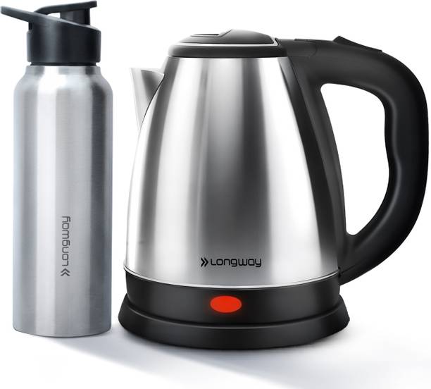Longway Kestro 1500 W Stainless Steel with Water Bottle Combo for Boiling, Tea & Coffee Electric Kettle