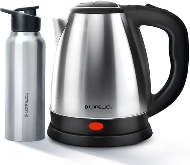 Longway Kestro 1500 W Stainless Steel with Water Bottle Combo for Boiling, Tea & Coffee Electric Kettle