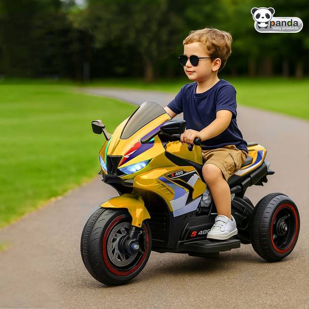 PANDA BABY PRODUCTS S400 6W Ride-On Bike for Kids with Dual Seating, Pedal & Bluetooth Music Bike Battery Operated Ride On