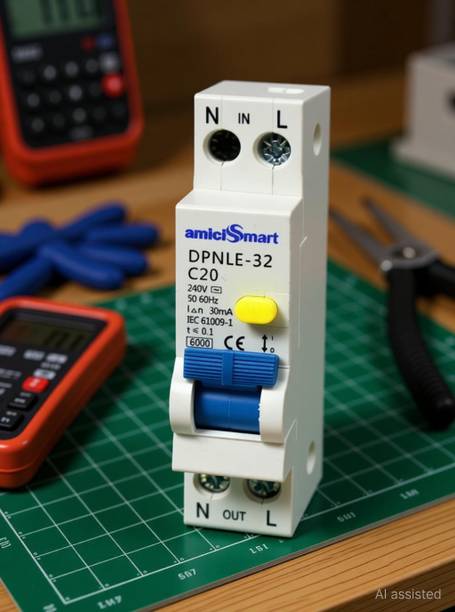 amiciSmart 20A RCBO, Single Module 220V Residual Current Circuit Breaker with Over Current, Short-Circuit and Leakage Protection MCB