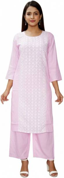 KWEETZ Women Chikan Embroidery Straight Kurta