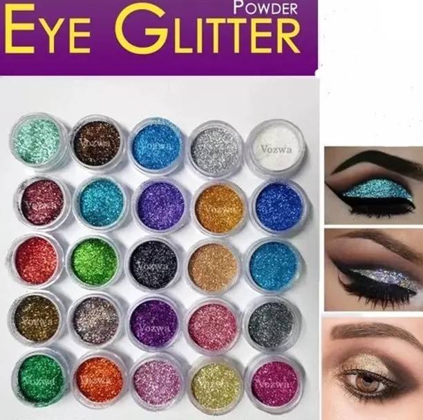 Mixonshun Pack of 25 Unique ColorShimmer Glitter for Eye makeup 60 ml 120 g