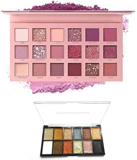 House Of Huda 18 Colors Nude Eyeshadow Palette with 12 Ultra Pigmented Glitter Shadow 30 g