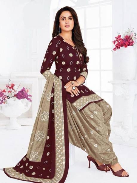 SIMPLYETHNIC Crepe Printed Kurta & Churidar Material