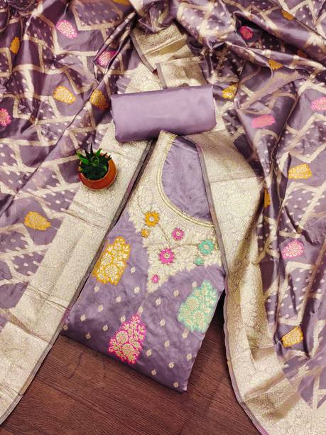 manvaa Jacquard Embellished Salwar Suit Material