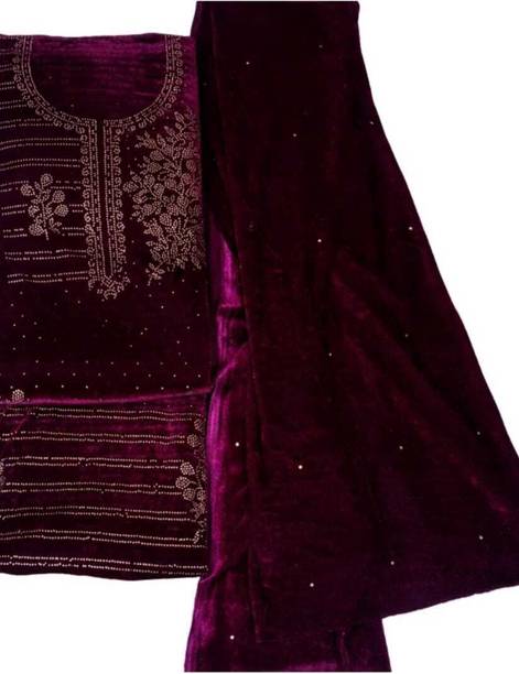 IST COLLECTION Velvet Embellished Salwar Suit Material Price in India - Buy IST COLLECTION Velvet Embellished Salwar Suit Material online at... - Image 2