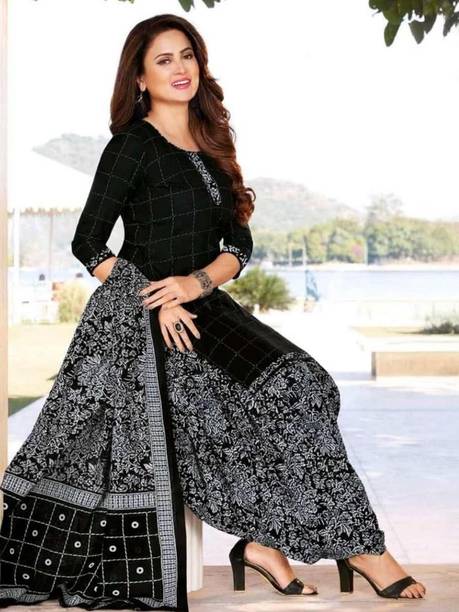 SIMPLYETHNIC Crepe Printed Kurta & Churidar Material