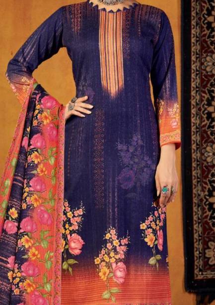 GC80 BY GAURI COLLECTION Wool Floral Print Salwar Suit Material - Image 2