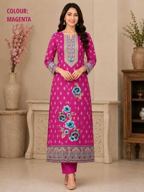 Indrani Crepe Printed Kurta & Churidar Material
