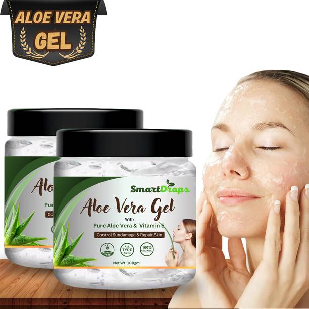 smartdrops Aloe Vera Face Body Hair GEL For boosts radiance||nourishes||(pack of 2)