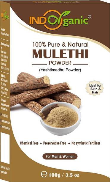 Indo Organic Natural Mulethi Powder For Skin Whitening Licorice Powder For Body, Skin & Hair