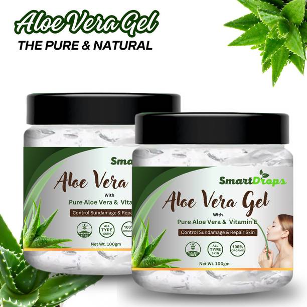 smartdrops Aloe Vera Face Body Hair GEL For revitalizes|| hydrates||(pack of 2)