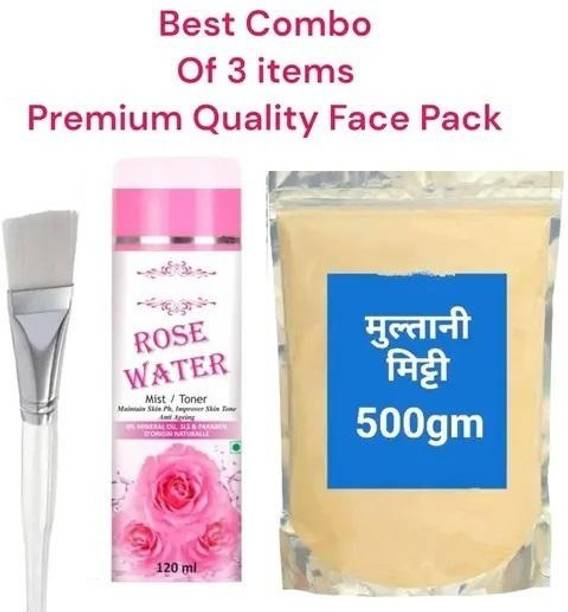 Elderwand Multani Mitti Gulab Jal Face Pack Brush For Face, Skin Acne Blackhead Remover