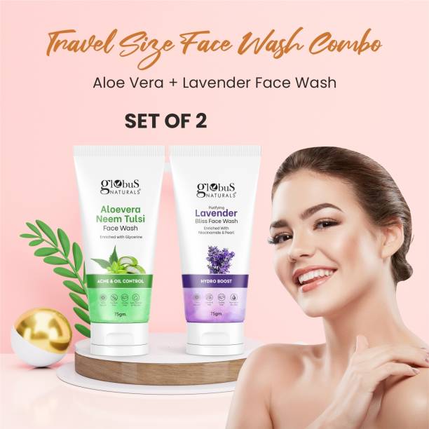 Globus Naturals Face Care combo- Acne & Oil control Aloe vera and Hydro Boost Lavender Face Wash