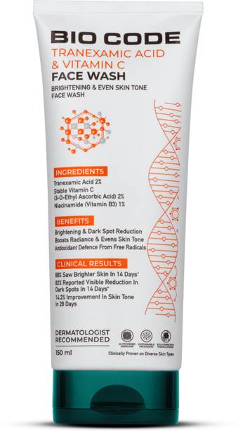 BIO CODE Tranexamic Acid & Vitamin C  Brightening & Even Tone | AI-Enhanced Formula | Dermatologist Recommended | 150ml Face Wash