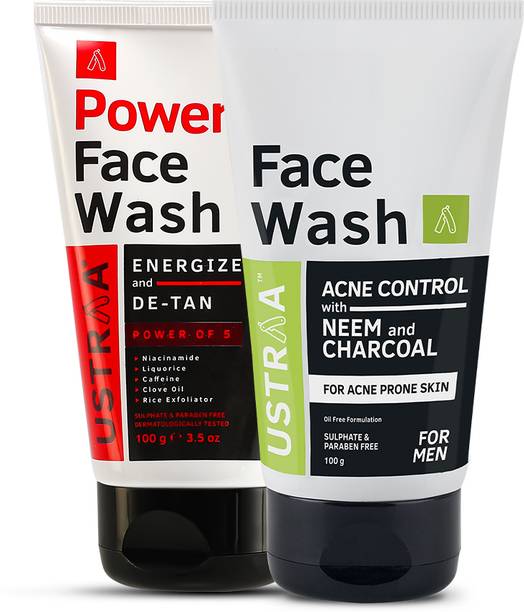 USTRAA Power  for Men - Effective Tan Removal &  Acne Control Face Wash