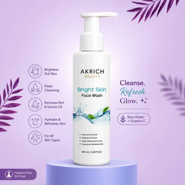 akrich BRIGHT SKIN FACE WASH | DEEP CLEANSING & SKIN BRIGHTENING FORMULA | REMOVES DIRT & EXCESS OIL | HYDRATES & REFRESHES SKIN | SUITABLE FOR MEN & WOMEN | 100ML Face Wash