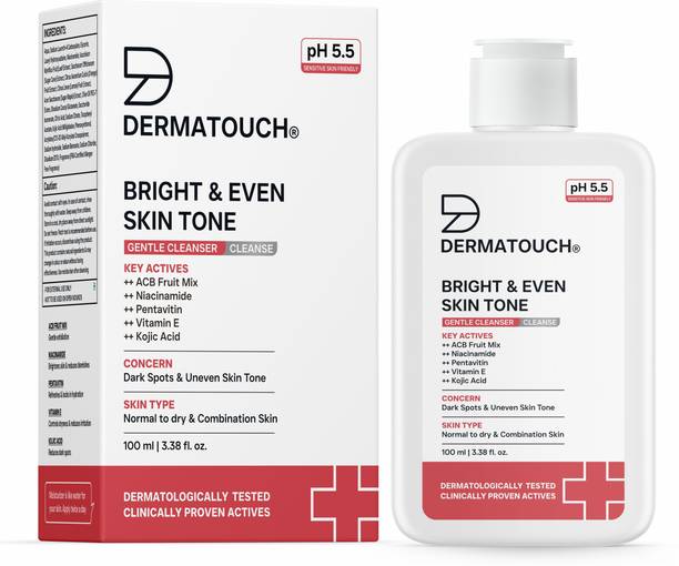 Dermatouch Bright & Even Skin Tone Gentle Cleanser | Helps Reduce Dark Spots & Uneven Tone | pH 5.5 Daily  Face Wash