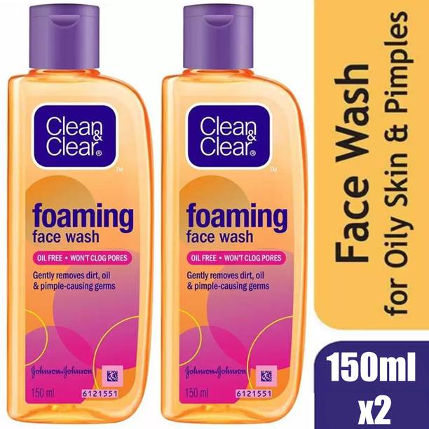 Clean & Clear Foaming For Oil And Pimples @ 2X150ml Face Wash (30