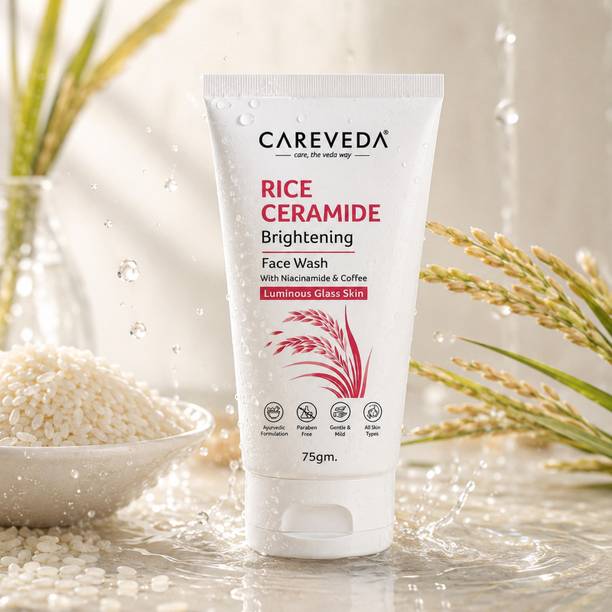 CareVeda Rice Ceramide Brightening  with Niacinamide & Coffee for Luminous Glass Skin Face Wash
