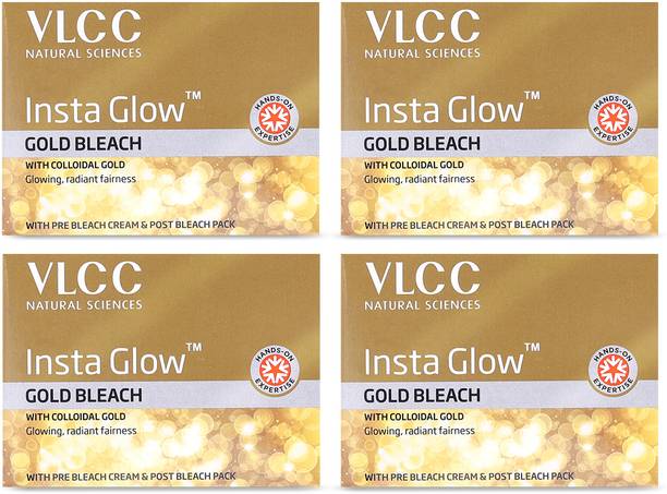 VLCC Insta Glow Gold Bleach For Instant Fairness & Glowing Skin (Pack of 4)