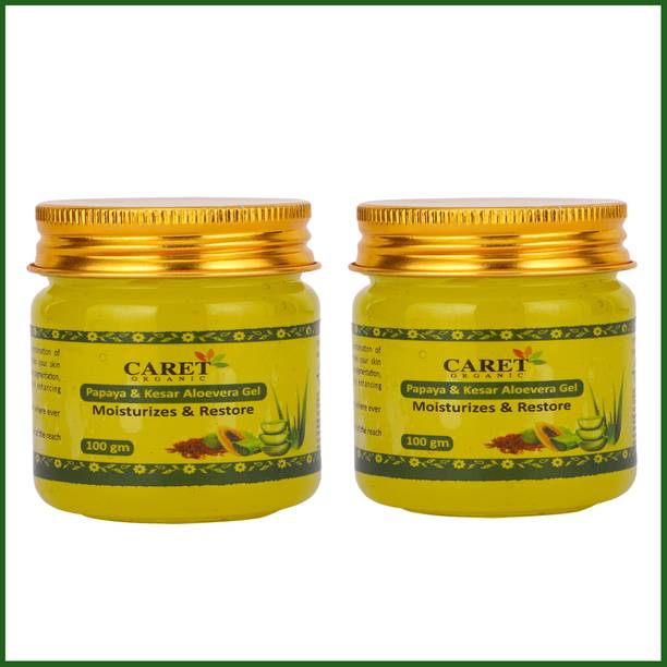 Caret Organic 99%Natural Aloe Vera Gel With Kesar & Papaya Removes For Dark Spots|Paraben Free
