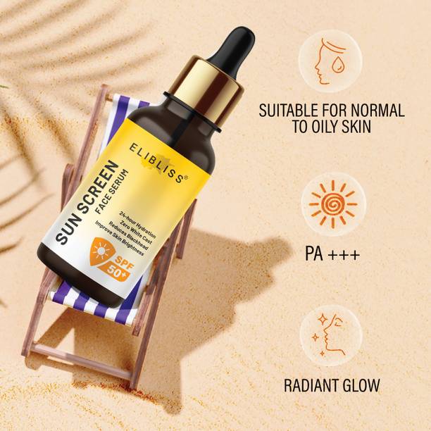 ELIBLISS Sunscreen SPF 50 PA+ Sunscreen Serum with Hyaluronic Acid for Dry Oily Skin