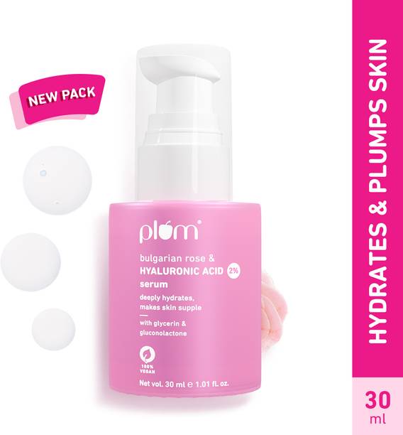 Plum 2% Hyaluronic Acid Serum with Bulgarian Rose | Instant Hydration for Plump & Bouncy Skin | Daily Use Face Serum | For All Skin Types | Fragrance-Free