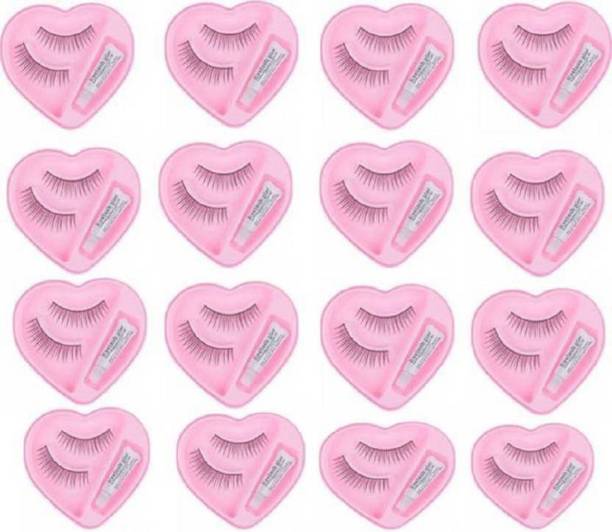 ShopCircuit false eyelash with glue set [pack of 12] waterproof & reusable