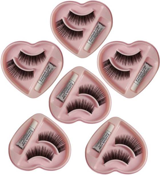 ShopCircuit False-Fake Eyelashes With glue pack of 6 pair