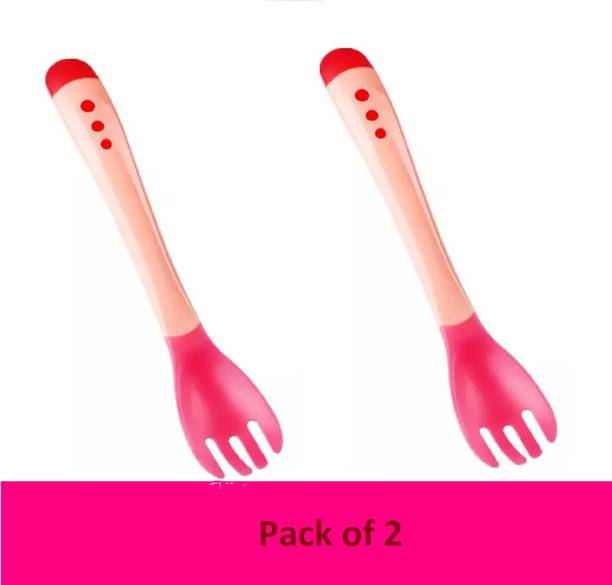 Smiker Temperature & heat Sensing Color changing Silicone feeding fork For Infants  - Silicon