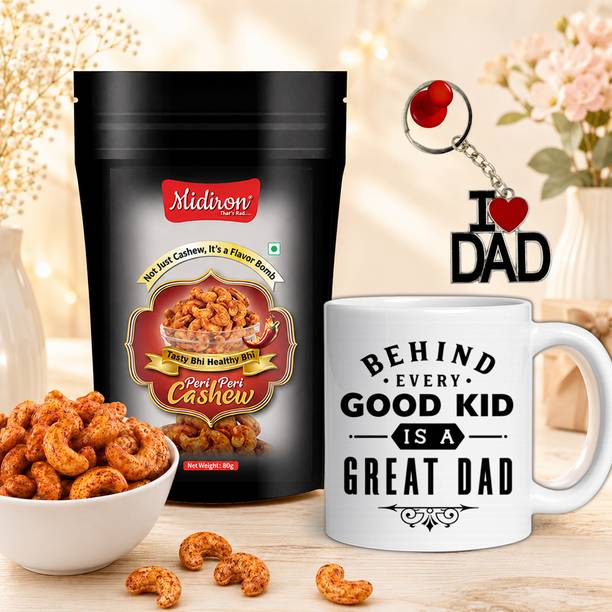 Midiron Happy Father Day Celebration Gift for Pops– Dry Fruit & Coffee Cup Set for Dad Assorted Gift Box