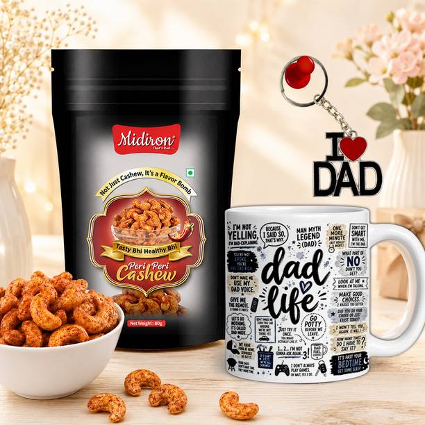 Midiron Premium Birthday Gift for Dad – Dry Fruits Box & Coffee Mug Combo for Father Assorted Gift Box