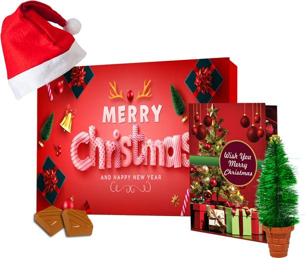 Midiron Christmas gift with Chocolates & Greeting Card and Tree Miniature Paper Gift Box