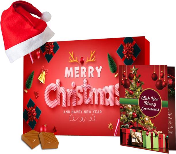 Midiron Christmas Hamper with Chocolate Box (Chocolate, Card, Santa Cap) Paper Gift Box