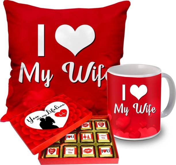 Midiron Chocolate Gift for Wife| Gift for Best Wife On Birthday| Anniversary | Valentine's Day and Special Day| Chocolate Gift Red Heart| Printed Love Mug| Romantic Gift Pack IZ21GB13N2CM16-STLove-87 Microfibre, Ceramic Gift Box