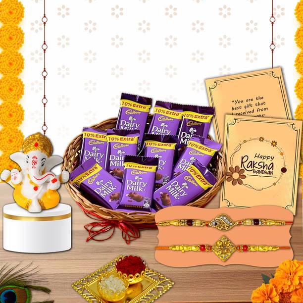 Midiron Fancy Rakhi & Chocolate Pack For Bhai - Premium Gift Set for Brother and Bro Assorted Gift Box
