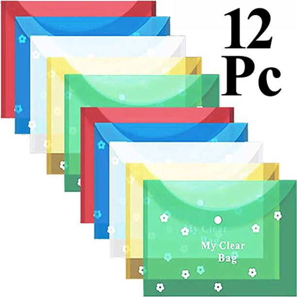 MBD Clear Bag Plastic BUTTON FILE Document Protector
