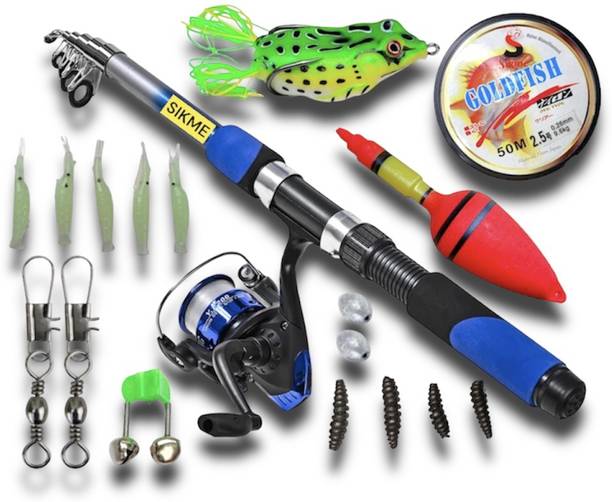 Old fish Angler's Master Kit: 7ft (210cm) Rod & Reel Combo Combo with Complete Tackle Arsenal! Multicolor Fishing Rod