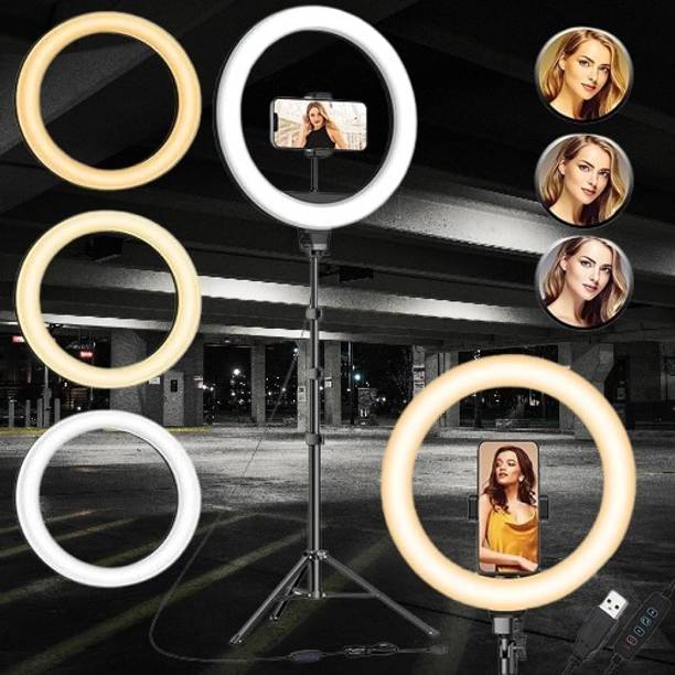 Hokti 10" LED RGB Ring Light with 70" Tripod Stand and Phone Holder Flash
