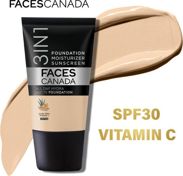 FACES CANADA All Day Hydra Matte | 3 in 1 Moisturizer + SPF 30 + Waterproof Foundation
