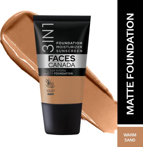 FACES CANADA All Day Hydra Matte | 3 in 1 Moisturizer + SPF 30 + Waterproof Foundation