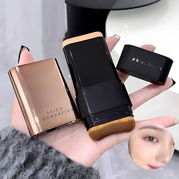 Varniraj Korean 2 in 1 Foundation Stick Waterproof with Brush Full Coverage for Women Foundation