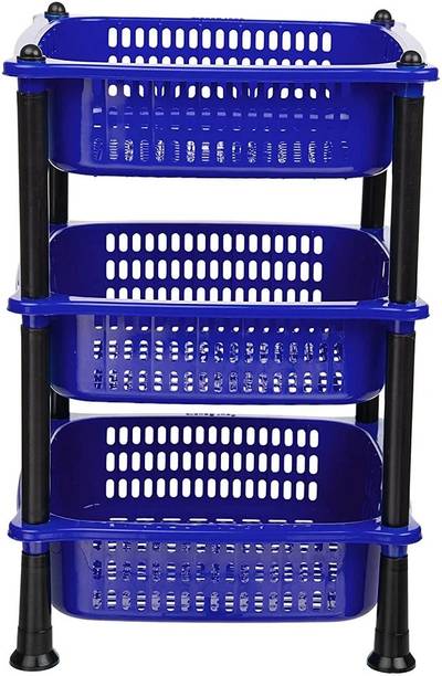 DM PLUS Plastic Fruit & Vegetable 3-Layer Kitchen Trolley Plastic Kitchen Trolley