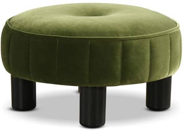 FlipsShoppee Plush Velvet Ottoman – Elegant Tufted Design with Bold Black Legs, 14-Inch Round Living & Bedroom Stool